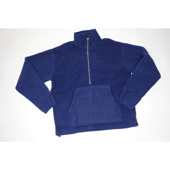 Yellow Label Co Double Polar 1/2 Zip Hoodie Navy Blue